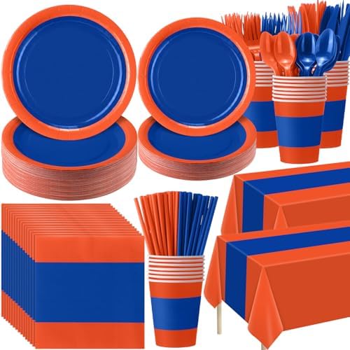 Funnymoom 452 Pcs Orange and Blue Party Decoration Supply for 50 Guest by Funnymoom