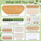 90Pcs Baby Shower Prizes for Game Winners Bamboo Cheese Board Fork Butter Spreaders Coasters Towel Artificial Potted Plant Gift Bag for Baby Shower Bridal Shower Favors (10 Sets, Bamboo Heart Shaped) - Image 4