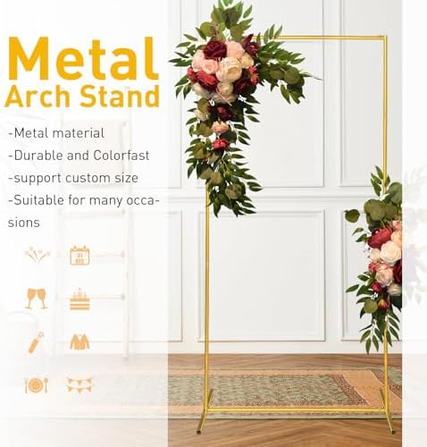 Metal Wedding Arch Backdrop Stand 6.6x3.3 FT Gold Square Balloon Arch Frame for Wedding, Birthday Party, Baby Shower Ceremony Decoration - Image 3