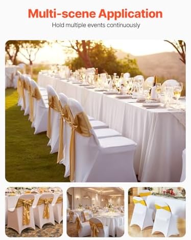 VEVOR 30 Pcs Stretch Spandex Folding Chair Covers Universal Fitted White - Image 2