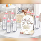 Trelaco 12 Pcs Boho Pampas Baby Shower Games Bottle Chug Wooden Sign Set - Image 6