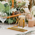Acrylic Wedding Table Numbers 1-20 with Stands, 5"x7" Clear Acrylic Signs with 3D Gold Mirror Numbers, Clear and Gold 3D Table Numbers for Wedding Reception, Anniversary, Event by Unknown