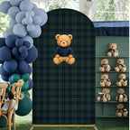 VitalCozy 7.2ft Tartan Plaid Baby Shower Bears Arch Backdrop Cover Vintage Green Birthday Party Decoration Bears Preppy Supplies for Baby Shower Theme Welcome Guest Party Decor - Image 6
