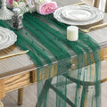 Artoid Mode 10-Pack Pearl Dark Green Gauze Table Runner 10FT Home Decor by ArtoidMode