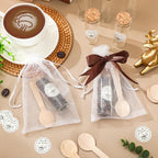 JarThenaAMCS 36 Sets Coffee Baby Shower Favors for Guests Wooden Spoons Mini Coffee Glass Jars Thank You Stickers Brown Ribbon and Bags for Gender Reveal Party Souvenirs - Image 3