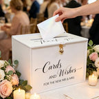 Large Card Box with Lock, Elegant White Wedding Card for Reception - Image 4