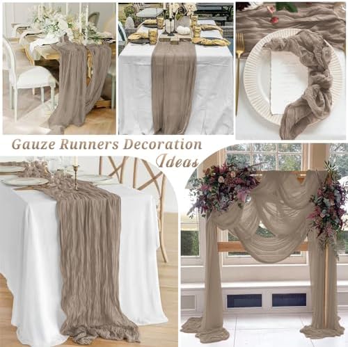 10 Pack Cheesecloth Table Runner 35 x 120 Inch, Nude - Image 6