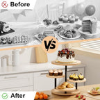 Cake Stand for 50 Cupcakes 360°Rotating Wooden Cupcake Display Stand Round Cookie Stands 4 Tiered Tray Stand for Parties Birthday Wedding Baby Shower Afternoon Tea Dessert Table, Oak - Image 5