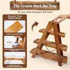 Tnstbiee Rustic 3-Tier Wooden Cupcake Stand, Foldable Dessert Display Rack - Image 4