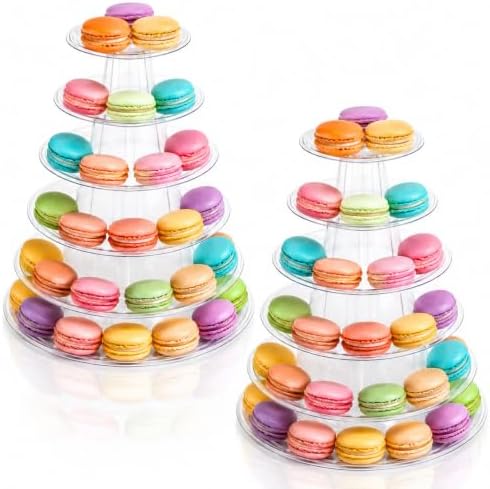 6 Tiers Clear Macaron Tower Stand, 2 Pcs Plastic Macaron Display Holder by Unknown