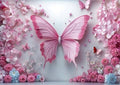 10X6.5ft Pink Butterfly Flower Backdrop for Photography Floral Wonderland Photo Background Baby Shower Birthday Bridal Shower Party Decors Newborn Girls Princess Portrait Photobooth Props by Unknown