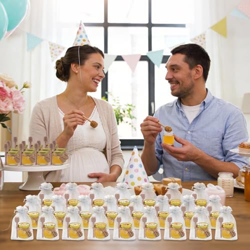 Aliggbent 126 Pack Mini Honey Jars 1.5 oz Round Glass Dippers with Labels - Image 6