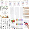 Panitay 126 Pcs Baby Shower DIY Bodysuit Set Bib 25 Blank White Newborn Bodysuit 25 Stencils 24 Marker 1 Sign 50 Pins(Woodland Animals) by Panitay