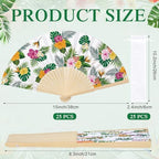 25 Pcs Hawaiian Tropical Folding Paper Fans Bulk with Organza Bag - Image 2