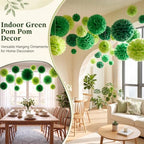 Janinka 72 Pcs Green Tissue Paper Pom Poms Multiple Green, 6-12 Inch - Image 6