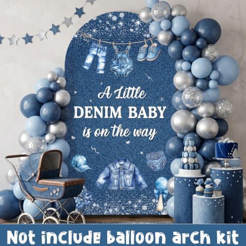 Serencatcher 7.2ft Denim Blue Jean Baby Shower Arch Backdrop Cover - Image 6