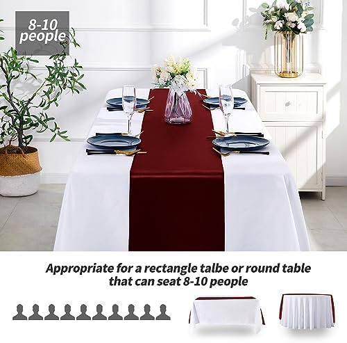 SiinvdaBZX 24 Pcs Burgundy Satin Table Runner 12 x 108 inches Long - Image 3