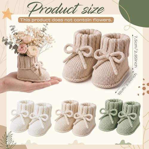 Tranqun 4 Sets Baby Booties Centerpiece No Floral DIY,Bow,Sage Green - Image 2