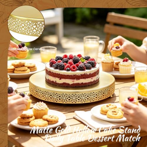 Cake Stand, Metal Round Cupcake Dessert Stand Cake Display Holder Cookies Fruit Serving Tray Decor for Wedding Party Birthday Baby Showers Anniversary (16 in, Dark Gold) - Image 5
