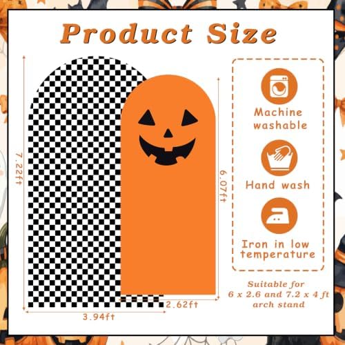 Set of 2 Halloween Black Orange Arch Backdrop Cover (7.2ft, 6ft) - Image 5