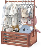BAMBOOHOMIE Baby Shower Crate Closet, Baby Baskets with Hangers Handle, Baby Crate Box for Baby Shower, Welcome Gift Basket for Newborn Baby, Pregnancy Gift for New Parents (Brown, Large Size) by BAMBOOHOMIE