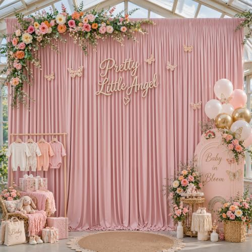 40ftx10ft Wrinkle Free Dusty Rose Backdrop Curtain - 10 Feet Photography Backdrop Drapes, Silky Polyester Back Drop Cloth for Wedding Baby Shower Balloon Arch Background by Unknown