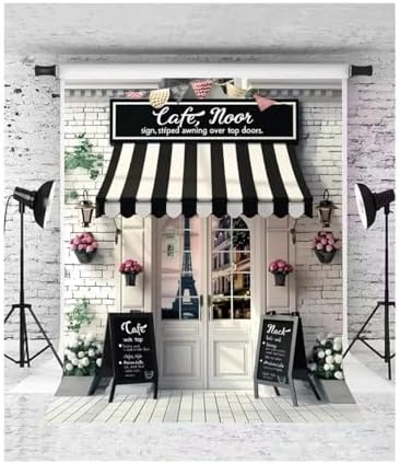 Paris Cafe Birthday Party Photography Backdrop Parisian Cafe Shop Tea Themed Bakery Buffet Decorative Backdrop Baby Shower Decorations Girls Floral French Parisian Cafe Tea Party Banner (8x6feet) - Image 2
