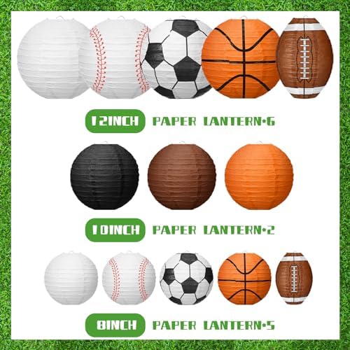 Bencailor 13 Pcs Sports Paper Lanterns Hanging Decorations, Simple - Image 3