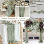 10 Pack Cheesecloth Table Runner 35 x 120 Inch, Sage Green - Image 5
