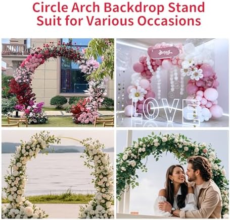 Wedding Arch Round Backdrop Stand Gold Metal Circle Backdrop Stand Circle Balloon Arch Stand Frame for Birthday Party Bridal Shower Anniversary Ceremony Candy Tables Celebration in 1.9X2.2m - Image 6