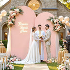 Dusty Pink Arch Backdrop Cover 7.2FT 6FT Wedding Arch Covers Spandex Fitted Fabric Backdrop Curtains Double-Layer Wrinkle Free Arch Covers Stretchy Backdrop for Party Baby Shower Birthday Decoration - Image 3