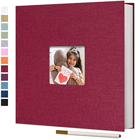 Vienrose Large Self Adhesive Photo Album with Window 11x10.6 60 Pages Red by Vienrose