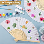 Aneco 48 Pieces Handheld Paper Fans Paper Folding Fans with Bamboos for Wedding Gift, Party, Home, DIY, White - Image 4