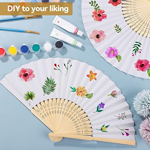 Aneco 48 Pieces Handheld Paper Fans Paper Folding Fans with Bamboos for Wedding Gift, Party, Home, DIY, White - Image 4