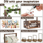 Large Baby Shower Gifts Basket Wooden Crate, Personalized Wooden Letters Hangers New Born Baby Girl Boy Gifts Vine Decorations Closet with Adjustable Handle Pregnancy Gifts for New Mom Parents Brown - Image 5