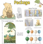 122PCS Classic Winnie Baby Shower Birthday Decorations Large Winnie Coroplast Cutout with Stand, Neutral Balloons & Arch Backdrop Cover for Gender Reveal, First Birthday, Photo Props - Image 2