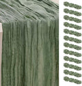 12 Pack Sage Green 35x120 Inch Cheesecloth Table Runner by SuBleer
