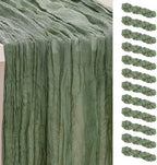 12 Pack Sage Green 35x120 Inch Cheesecloth Table Runner by SuBleer