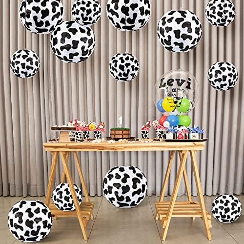 Hortsun 12 Pcs Cow Party Decorations Farm Cow Paper Lanterns Cow Barnyard Farm Lanterns Western Cowboy Party Paper Lantern Decoration for Cowboy Cowgirl Farm Themed Birthday Baby Shower Supplies - Image 2