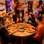 200pcs Disposable Orange Plastic Party Plates for Thanksgiving, Halloween - Image 6