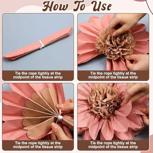 ForraFun 36 Pcs Boho Giant Paper Flowers Decoration for Wall Sizes 10" to 24'' Tissue Paper Pom Poms in 5 Flowers Wall Mexican Backdrop Decor for Birthday Wedding Baby Shower Bridal Shower Party - Image 6