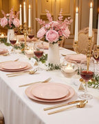 bUCLA 100PCS Pink Plastic Plates - Pink Disposable with Gold Rim - Include 50 Each (10 inch Dinner & 7 inch Dessert) Plates, Ideal for Party, Wedding & Birthday - Image 4