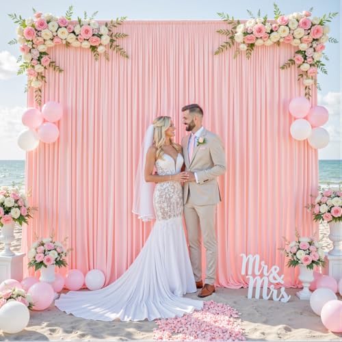 6 Panels Blush Pink Backdrop Curtain for Parties Pink Wrinkle Free 30ft x 10ft Backdrop Drapes for Baby Shower Wedding Birthday Photo Gender Reveal Photography Polyester Fabric Background Decoration - Image 4