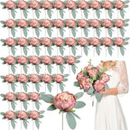 50Pcs Artificial Peonies Flowers, 4’’ - Dusty Pink by Scawim