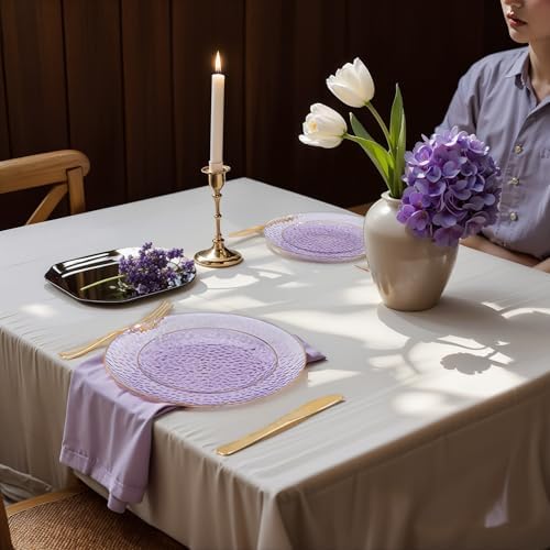 DaYammi 175PCS Clear Purple Plastic Dinnerware Set for 25 Guests - Image 4