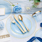 DaYammi 350PCS Clear Blue Plastic Dinnerware Set for 50 Guests - Image 3