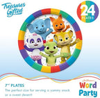 Treasures Gifted Officially Licensed Jim Henson’s Word Party Birthday Supplies - Serves 24 Guests Dinnerware Classic Set Word Party Birthday Decorations - Word Party Decorations Plates Napkins & Cups - Image 3