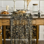 Artoid Mode Black Gold Gauze Table Runner 120 Inch 10Pcs, Glitter Metallic Foil Sheer Dining Wedding Anniversary Holiday Birthday Table Decor for Home Party - Image 2