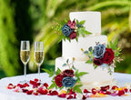 CherishedMoments 3Pcs Pre-Made Cake Flowers,Burgundy Wedding Cake Decor - Image 4