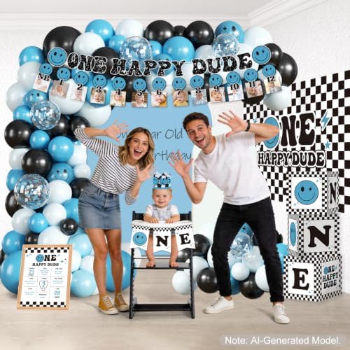 Cocomigo One Happy Dude Birthday Decorations, All-in-1 Party Set Serves 25 - Image 4